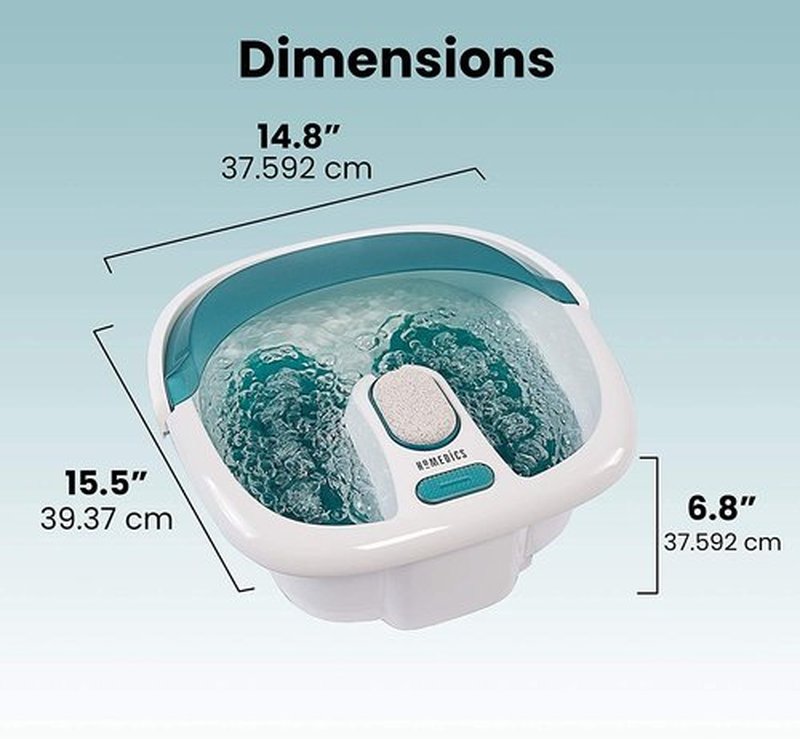 HoMedics Bubble Spa Elite Footbath, 2-in-1 Removable Pedicure Center, Toe-Touch Control, Easy Tote Handle No-Splash, FB-450H