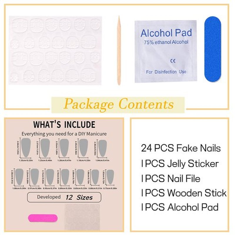 Almond Press on Nails Medium Fake Nails with Bow Heart Pearl Designs Black French Tip Nails Press ons Glossy Glue on Nails Cute Acrylic Nails for Women 24Pcs