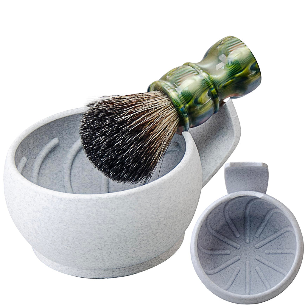 Grandslam Shaving Soap Bowl Kit For Men, Shaving Brush and Bowl, Shaving Bowl with Ridges, Shaving Mug with Brush Stand, Shaving Soap Bowl with Knob Handle, Great for Traveling and Use at Home
