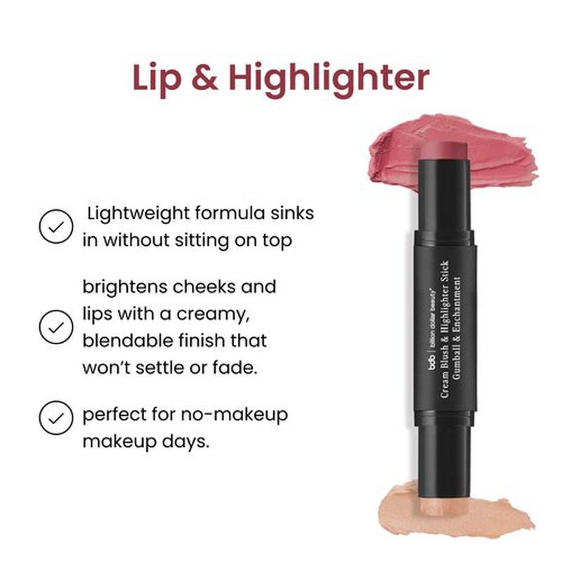 bdb Makeup Lip & Highlighter, Creamy Blush, Hydrating & Long-Lasting