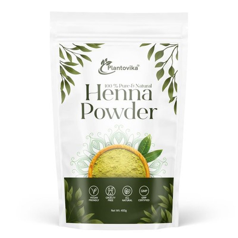 Plantovika 100% Natural and Pure Henna Powder/Lawsonia Inermis For Hair, Orange-Red Hair Color, Triple Shifted, Smooth Henna Paste and Cones, No additives, No Chemical, Easy to use 400 grams