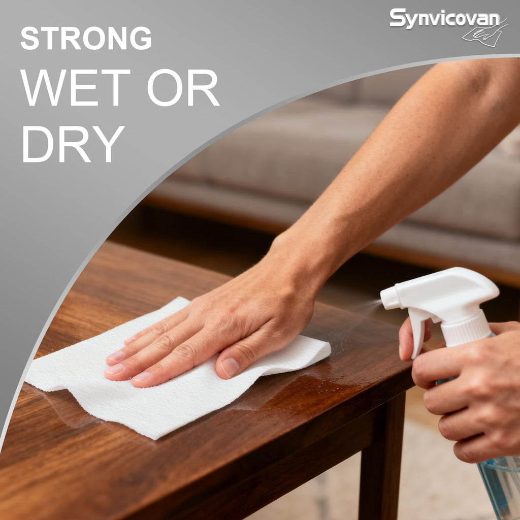 Synvicovan Jumbo Roll Industrial Cleaning Wipes, Super Absorbent Heavy Duty Cloths, White (1 Roll of 500 Sheets, 12"x 10" Each Sheet)