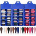 LoveOurHome 300pc Matte Coffin Press on Nails Long Fake Nail Kit, Coffin Nails Press ons Nail Medium Ballerina Acrylic Glue Nails Tips Full Cover Artificial Nails False Fingernail for Women Girls