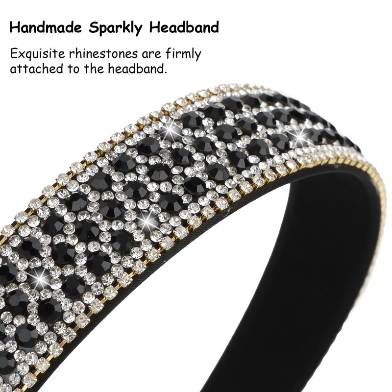 Wecoe 4 Pack Rhinestone Headbands Women Fashion Glitter Sparkly Diamond Headbands Flower Girls Back to School Prom Hair Accessories Women Girls Birthday Gift (Silver, Pink, Coffee, Black)