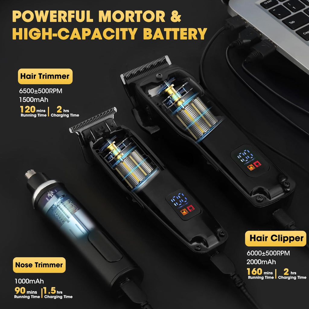 Dumite Professional Hair Clippers for Man,Electric Shavers Razor T-Blade Hair Trimmer, Men’s Grooming Kit Cordless Barber Trimmer Bald Shavers with 4 Guides & 3 Foil Head (Bronze)