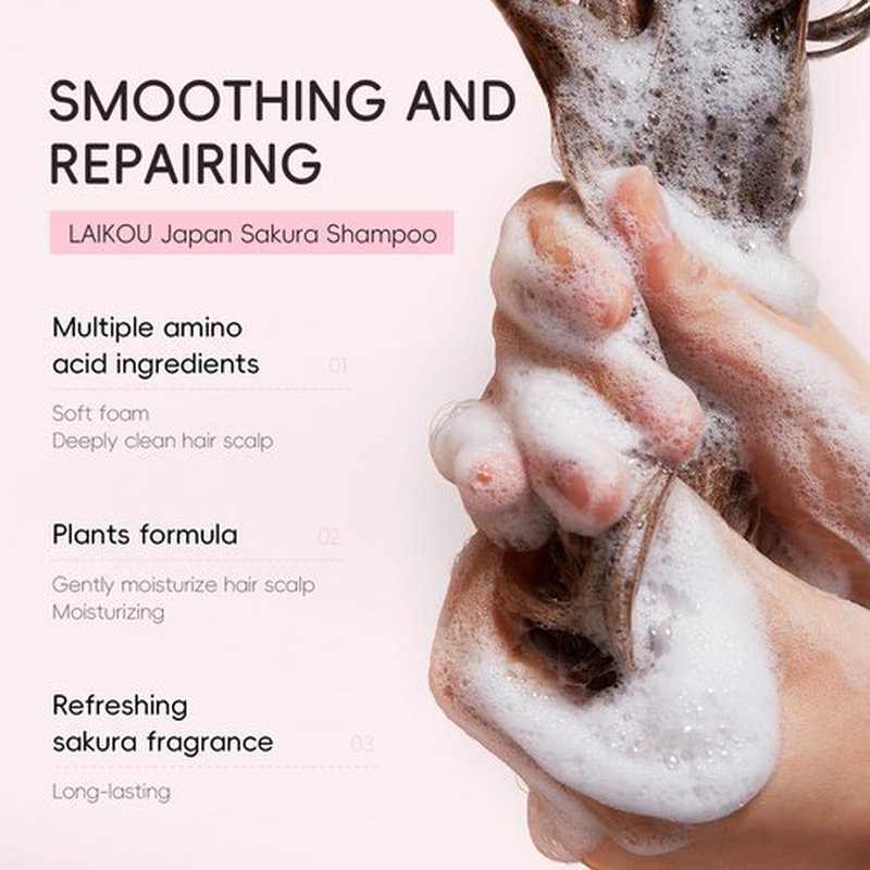 Sakura Shampoo, 14oz Clarifying, Hydrating and Thickening Hair Care, Repairs, Shine, Strengthens Volumizing Japanese Cherry Blossoms Vegan Shampoo for Dry Damaged Hair Care & Scalp Exfoliation, Pink