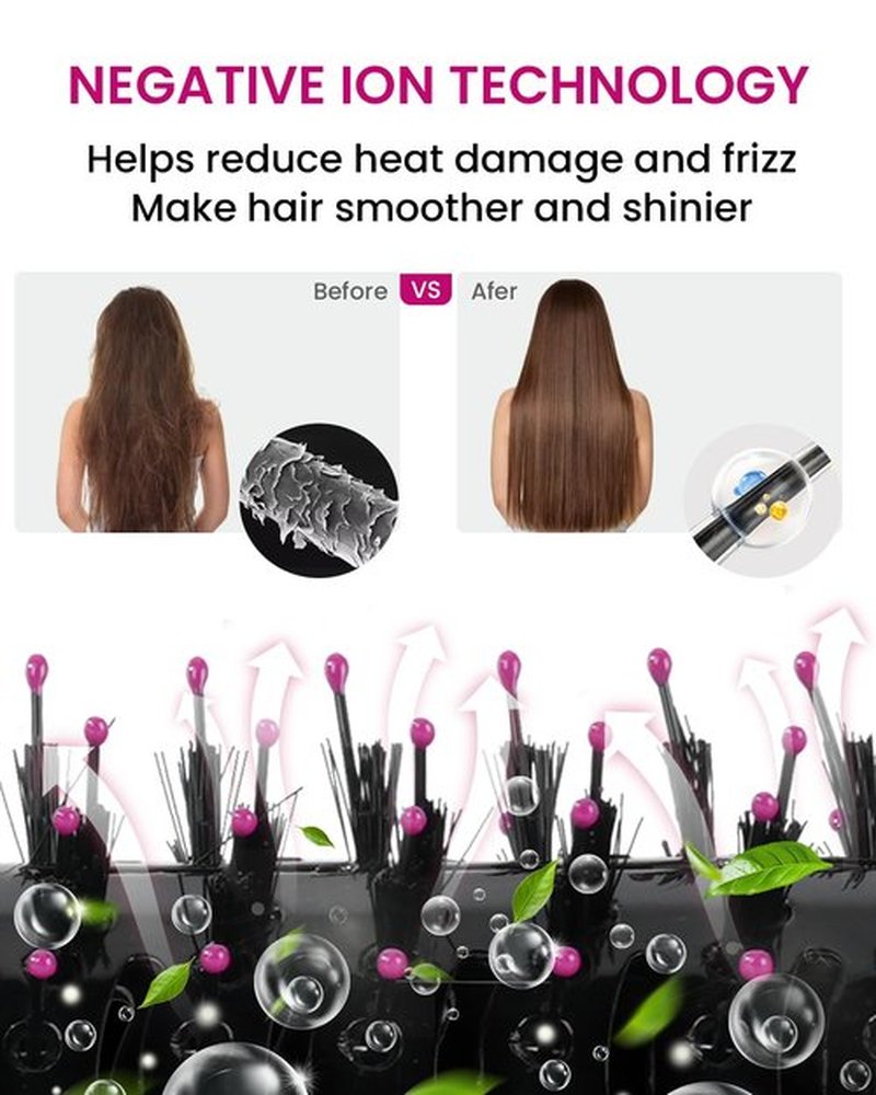 Hair Dryer Brush Blow Dryer 4-in-1 Hot Air Styler, Blowout Brush Hair Dryer Styler & Volumizer with Ionic Technology|Oval Titanium Barrel|Anti-frizz Blowout for Drying, Straightening 2.4''