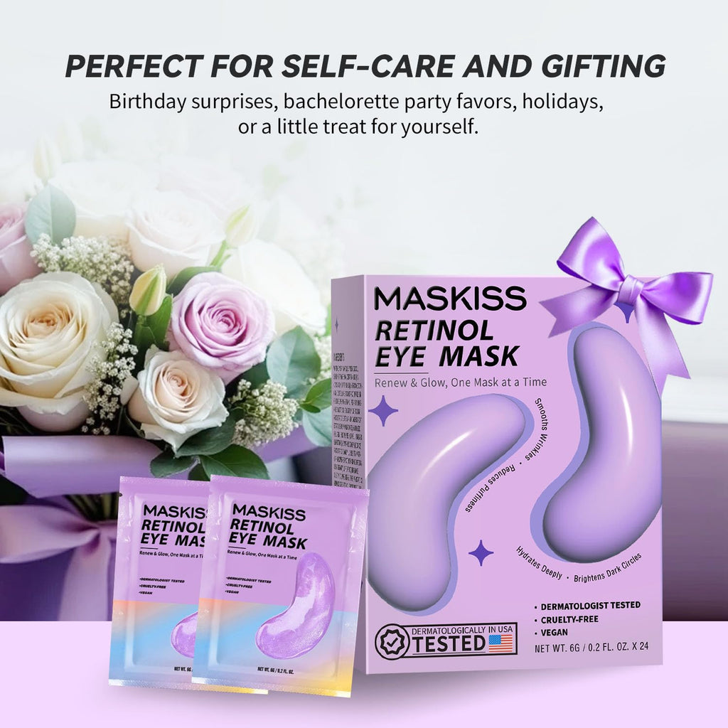 Maskiss Retinol Under Eye Patches (24 Pairs), Purple Eye Masks for Dark Circles, Puffy Eyes & Wrinkles, Firming Collagen Eye Patches, Vegan Cruelty-Free Skincare Gifts for Women