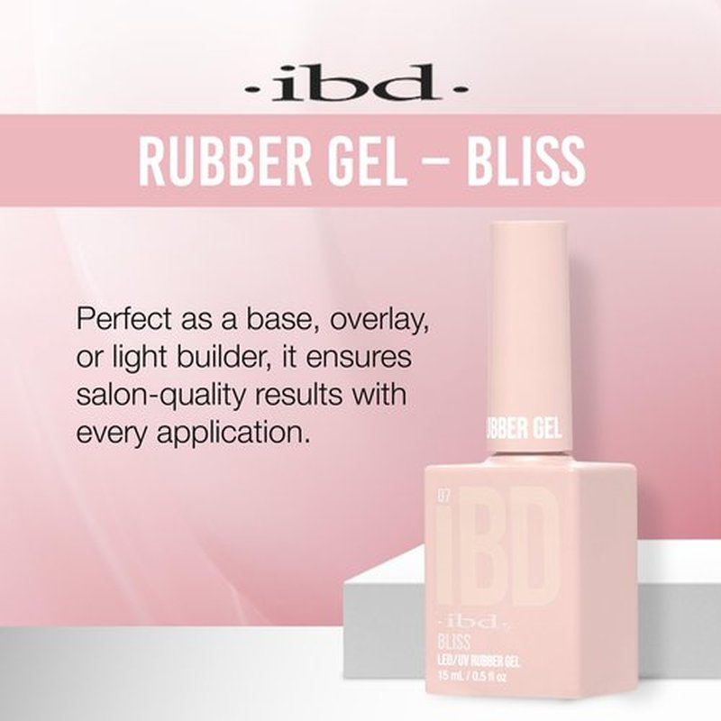 IBD Rubber Gel Polish - Bliss, LED/UV Soak Off Builder Gel for Nails, Strengthening Base Coat for Nail Polish & Extensions, 0.5 fl oz