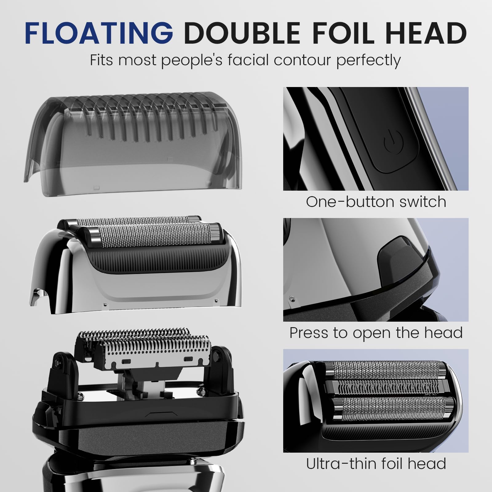PRITECH Foil Shaver for Men, with Pop-up Trimmer, for Face & Beard