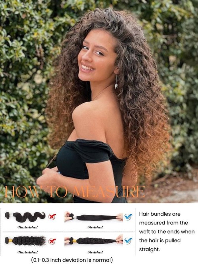 Anmetan 12A Ombre Human Hair Bundles Water Wave, Chestnut Ombre Brown 100% Remy Human Hair Curly 3 Bundle Wet and Wavy Thick 3 Tone Colored #T1B/2/30 Dark Roots Keep Soft After Washes 10 12 14 Inch