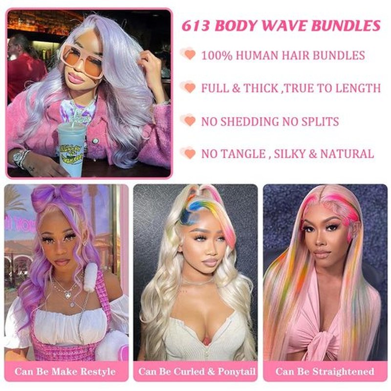 20 Inch 613 Bundles Human Hair 1 Bundle Blonde Bundles Human Hair 100% Unprocessed 14A Grade Brazilian Virgin Raw Weave hair 613 Body Wave Bundle Human Hair Extensions for Women