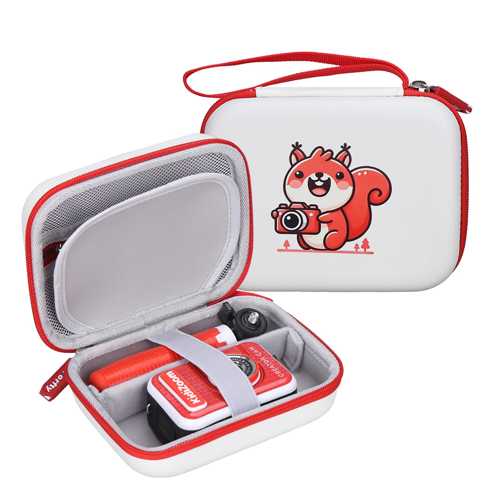 worfty Kids Camera Case for Vtech Kidizoom Creator Cam, Cute Kid Toy Camera Storage Case Bag for Vtech Kidizoom Camera Red with Pocket Holds Tripod Accessories (Box Only) (Red)