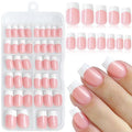Lifextol 120PC White French Tip Press on Nails Short Fake Nails Press ons with 5*Adhesive Tabs, Pink Square Acrylic Nail Press on Nail French Tip Nails False Artificial Fingernails Stick on Nails-F