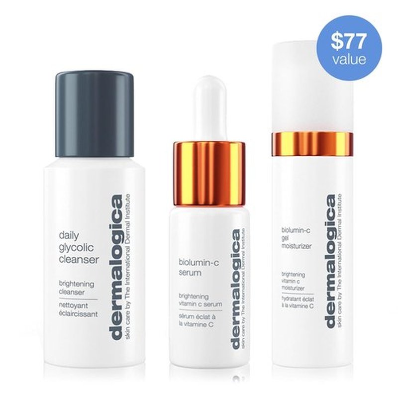 Dermalogica Daily Brightness Boosters Facial Skin Care Kit | BioLumin-C Serum & Gel Moisturizer