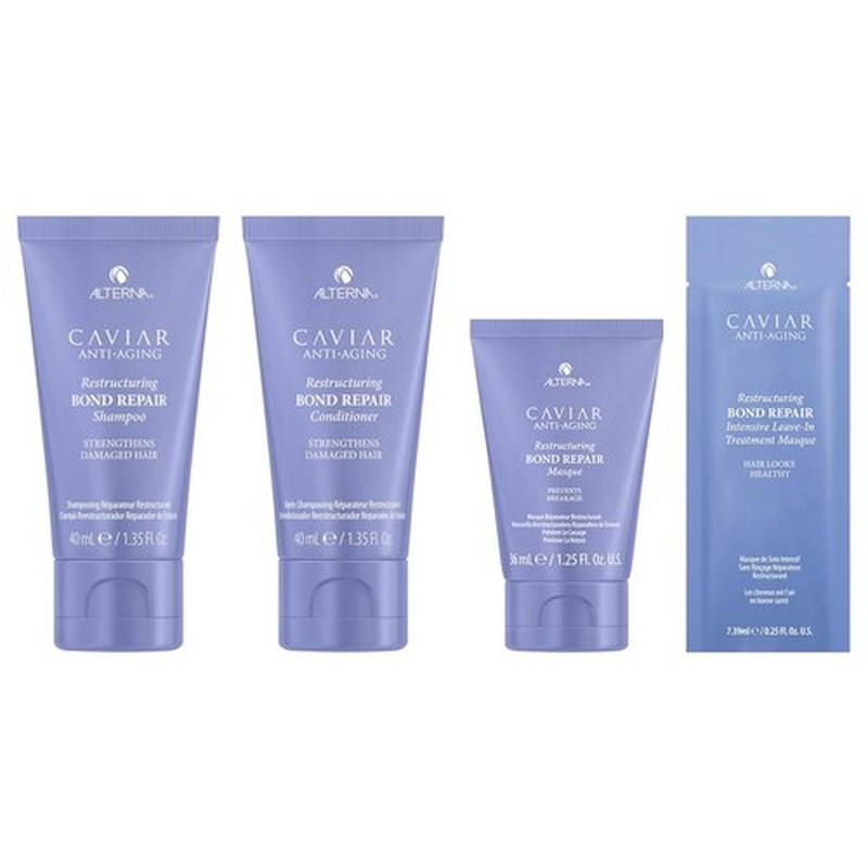 Alterna Haircare CAVIAR Anti-Aging Bond Repair Travel Kit - Strengthening Shampoo, Conditioner & Masque