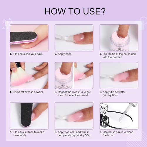 SAVILAND Dip Powder Liquid Set - 20 ml Ultimate Nail Dip System with Base, Activator & Top Coat