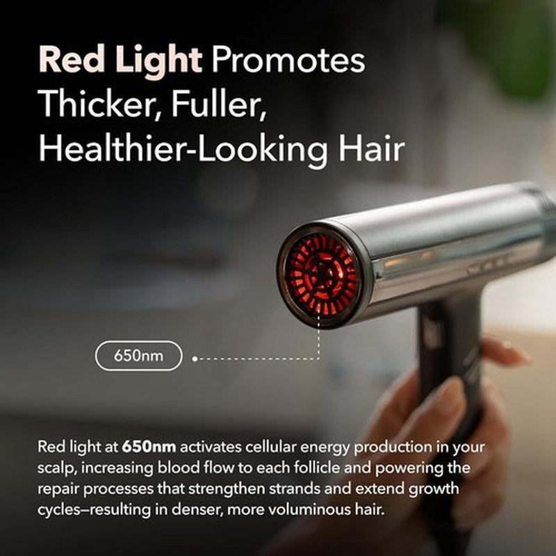 SRILabs DryQ Smart Hair Dryer - Ultra Lightweight & Foldable - Powerful Quiet Motor - Infrared Ionic Tech