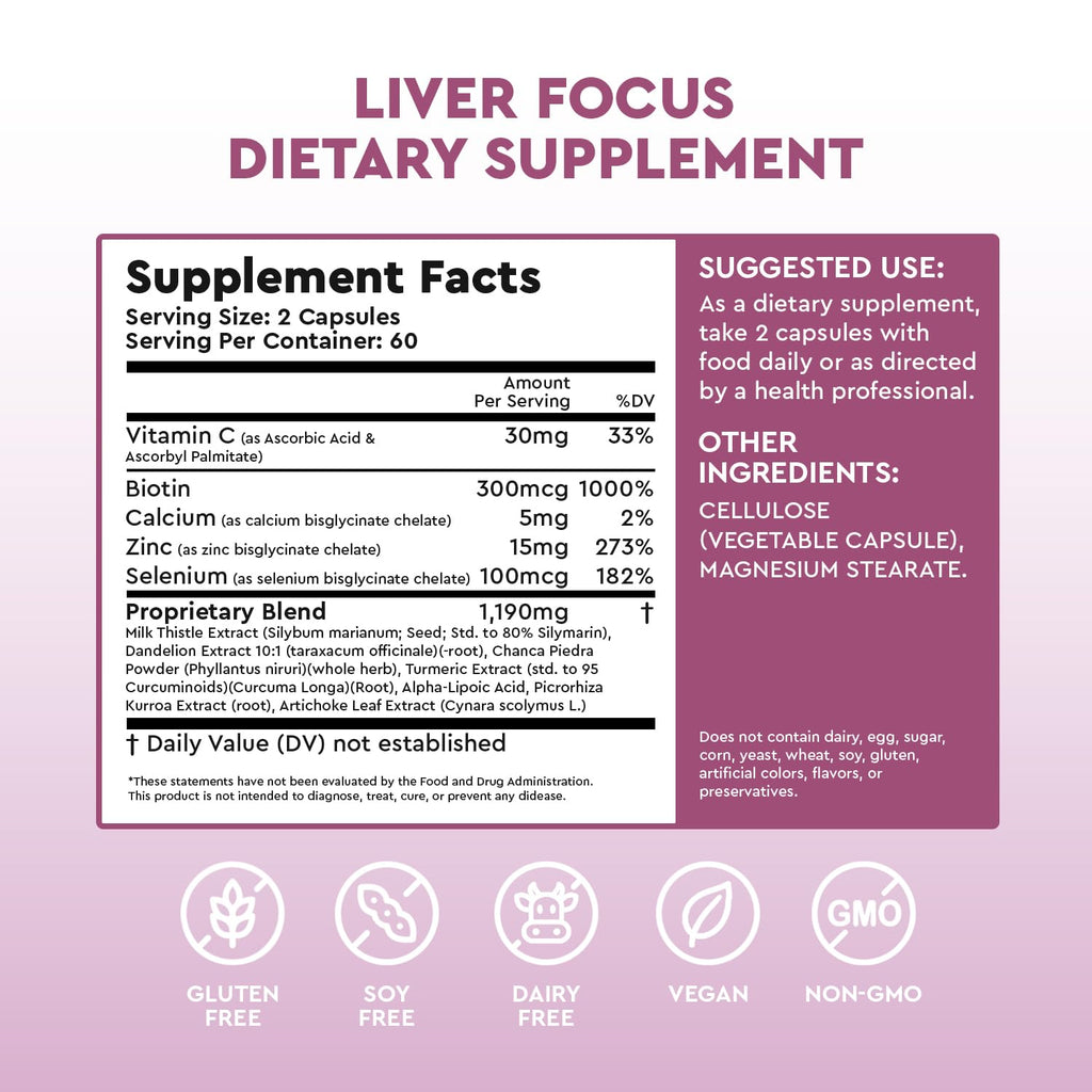 JJ Smith Liver Focus – Liver Cleanse Supplement with Milk Thistle, Alpha Lipoic Acid, Turmeric, Dandelion Root & Artichoke – Supports Active Liver, Fat Metabolism, Digestion, Energy,& Clearer Skin