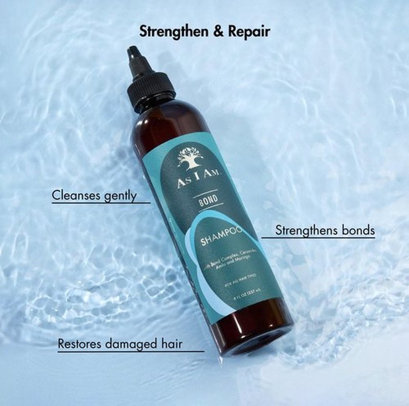 As I Am Bond Repair Shampoo - 8 oz - with Moringa, Amla, & Ceramides - Hair Repair Treatment For Damaged Hair