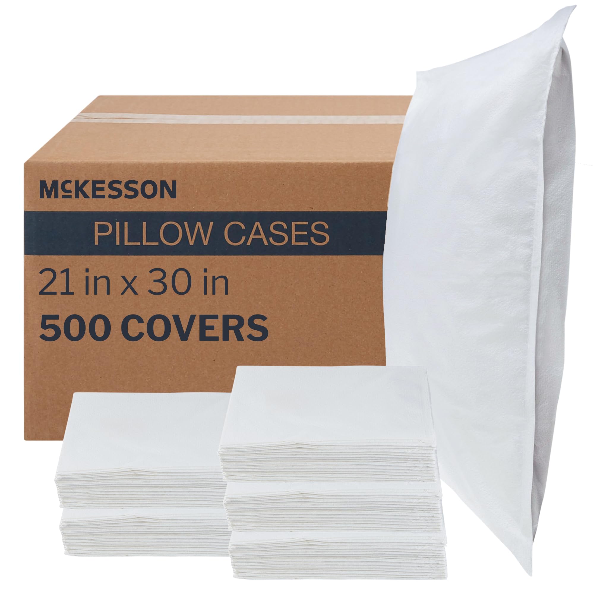 McKesson Disposable Pillow Case Covers [100 Count] Bulk Pillowcase, Single-Use for Medical Hospital Travel, Standard Size, White, 21 in x 30 in