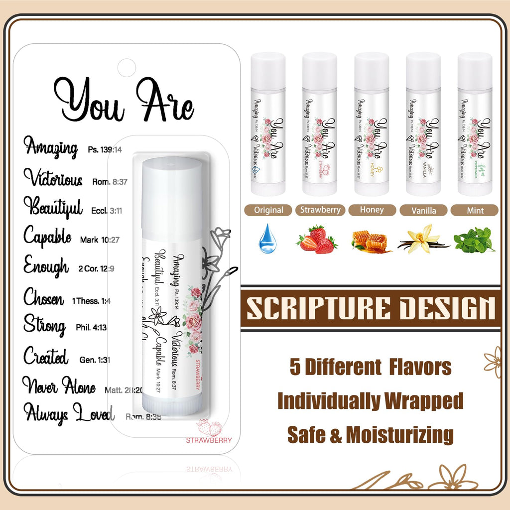 Sacubee 15 Pack Christian Gifts Bulk for Women Men Religious Lip Balms Bulk Church Party Favors Christmas Party Gifts Stocking Stuffers Bible Verse Study Supplies for Employee Staff Coworkers