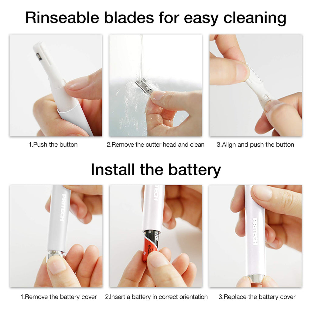 PRITECH Electric Eyebrow Trimmer - Facial Hair Remover Precision Razor