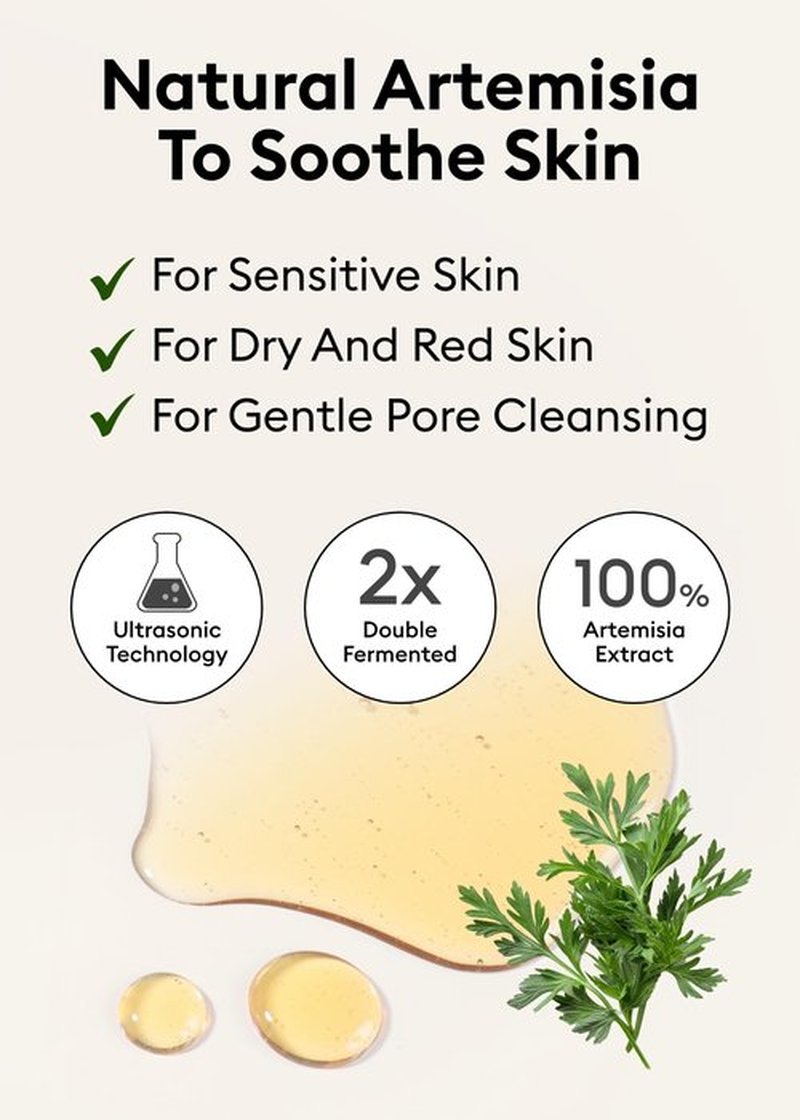 MISSHA Artemisia Pack Foam Cleanser 5.07 Fl oz/ 150ml, 2-in-1 Korean Facial Cleanser & Clay Mask with Double-Fermented Mugwort Extract, Soothes Sensitive Skin