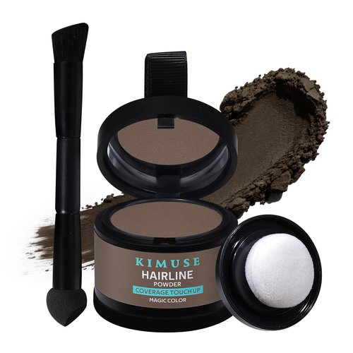 KIMUSE Hairline Powder, Root Touch Up Hair Color, Instantly Conceals Hair Loss, Bald Spot Thin Hair Powder with Dual-ended Hairline Brush for Women and Men, Transfer-proof & Sweat-proof
