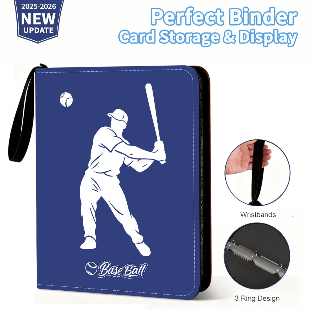 Baseball Card Binder – 900 Pockets Album with Zipper & Wrist Strap | Collector Binder for Sports & Baseball Cards for Sports,TCG,Game,Trading Cards | Durable Travel-Friendly Design 2025-2026