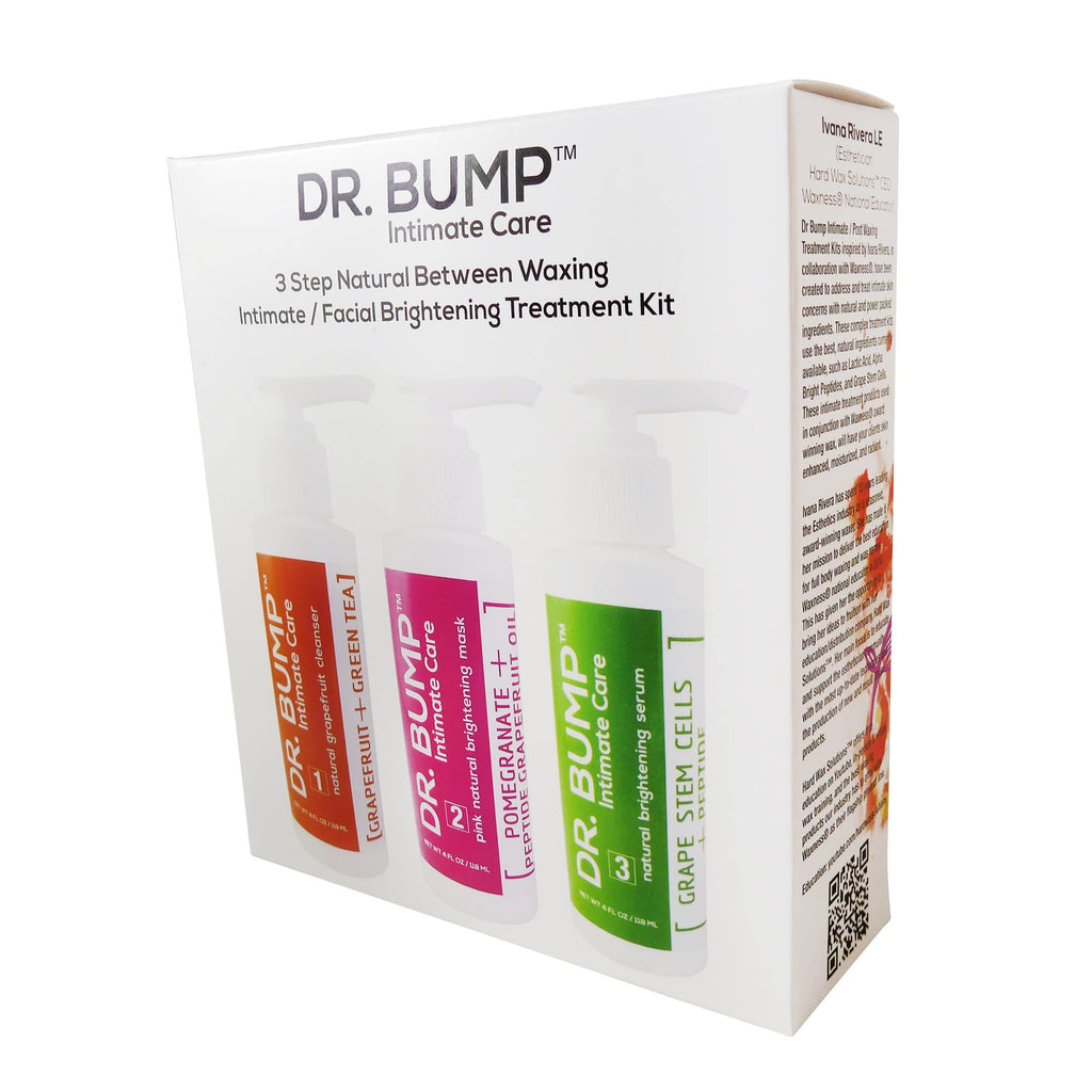 Waxness Dr. Bump Intimate Care 3-Step Between Waxing Treatment Kit Cleanser Mask Serum 3 x 4 fl oz (118 ml) – Professional Skin Care – Made in USA