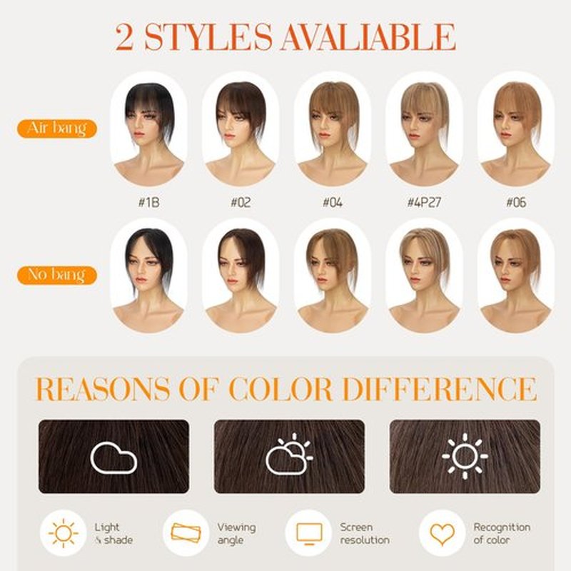 Hairro Human Hair Toppers For Women No Bang Middle Part Side Bangs Hair Clip Wispy Thin Short Wiglet Hairpieces 11 Inches 14g #02 Dark Brown