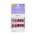 KISS CORE Magnetic Press On Nails Short, Flaming, Purple, Round, 32 Count