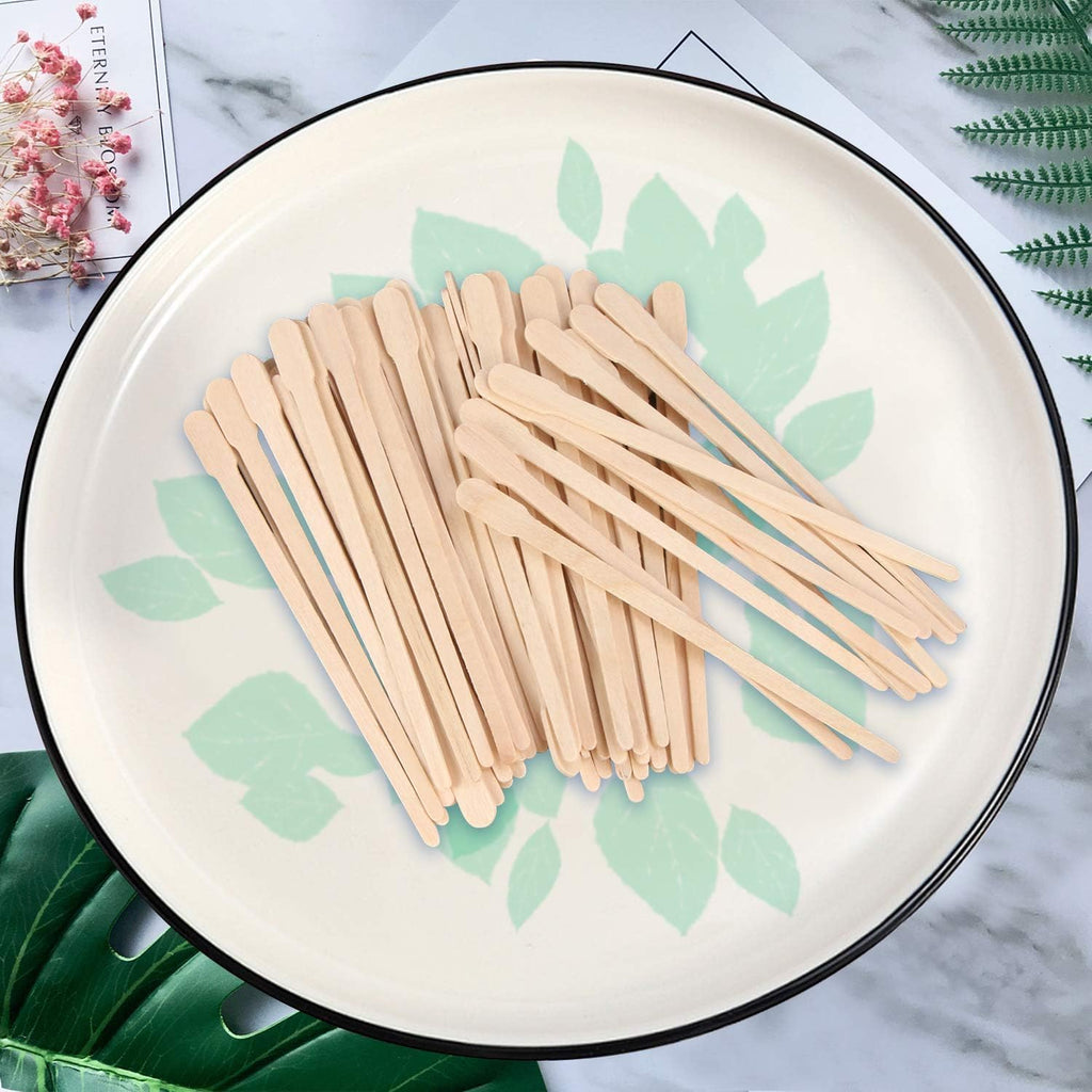 PEAKTREND 200Pcs Wooden Wax Sticks Wood Waxing Spatulas Craft Applicators Hair Removal for Body Legs Facial Eyebrow Lip Nose Brow Facial Smooth, Skin-Spa Home Usage