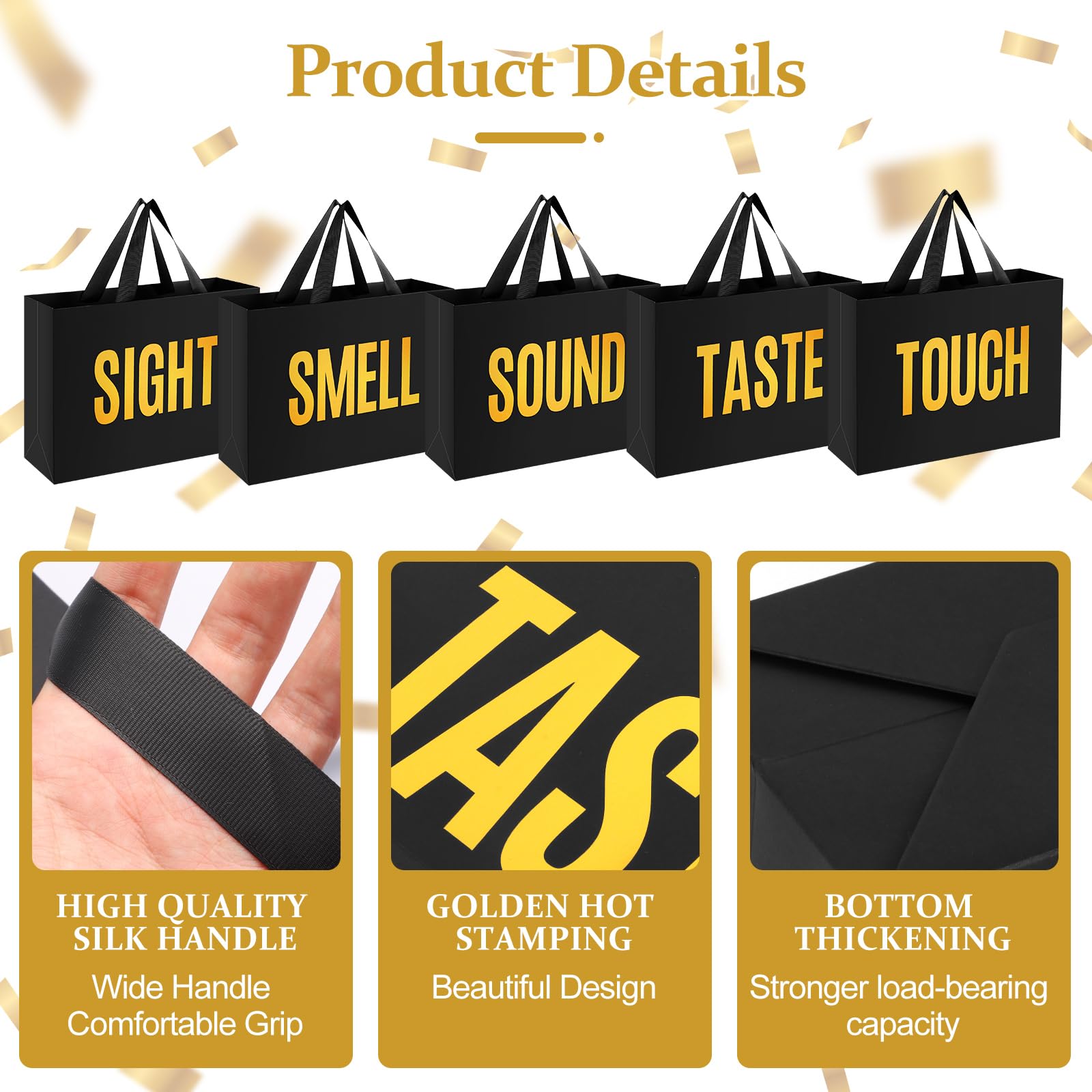 Epoesch 5 Senses Gift Bags for Him with Labels and Tissue Paper