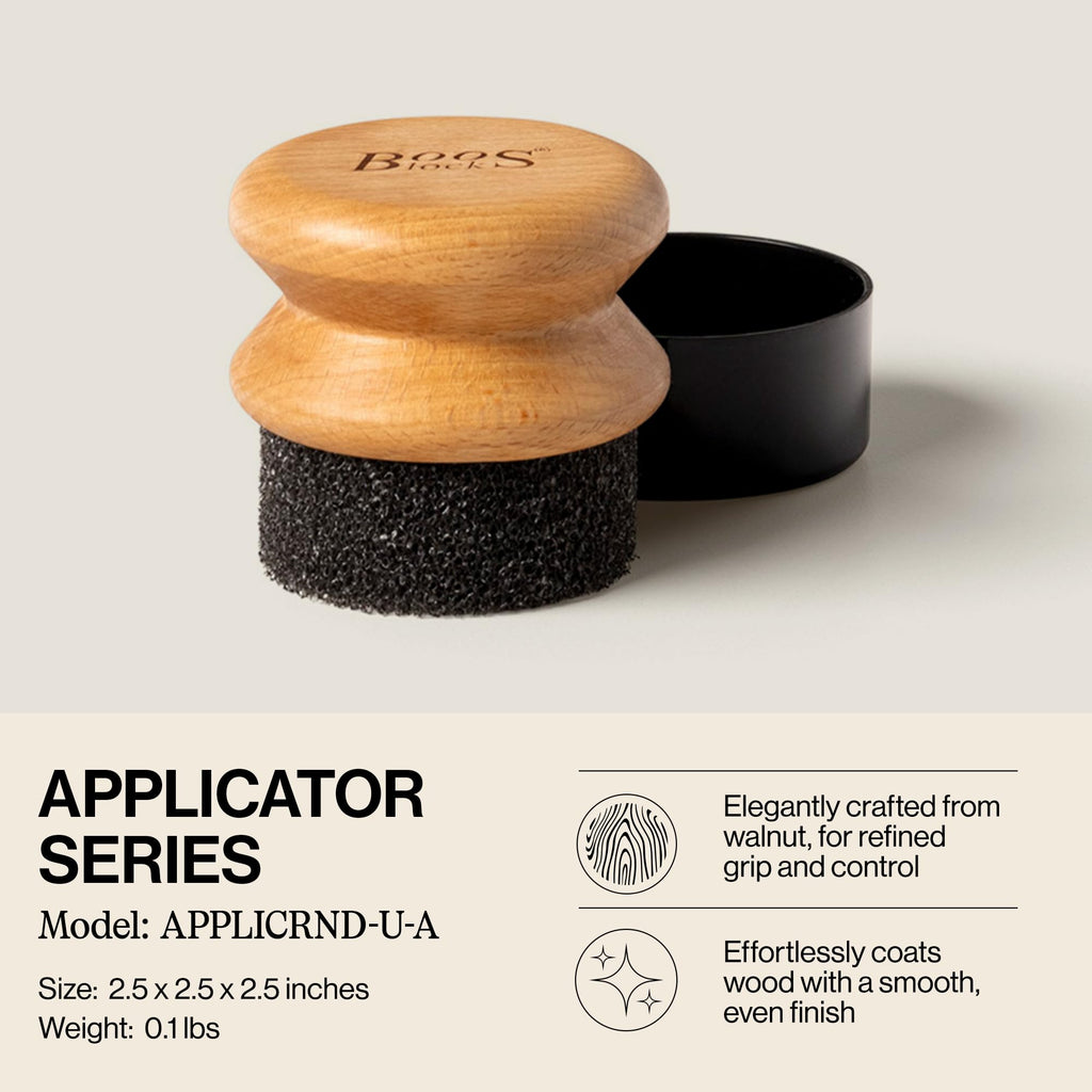 John Boos 2-Piece Care Set, 16 oz Mystery Oil & Round Beechwood Applicator - All-Natural Maintenance Formula for Butcher Blocks, Cutting Boards, Wooden Countertops & Wood Utensils