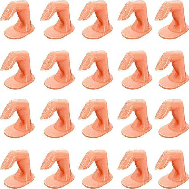 20 Pieces Practice Manicure Fingers with False Nails Training Fingers for Acrylic Gel Nail Art Hand Nail Art Training Display Decoration