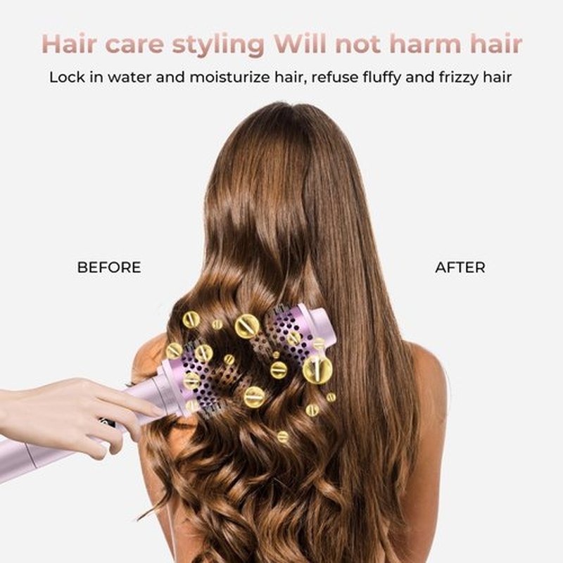 Thermal Brush,5 Temps LCD Display Ceramic Tourmaline Heated Styling Brush Set - 3-in-1 Detachable Barrels (1.25/1.5/1.75 Inch),Heater for Versatile Hair Styling Curling Tongs（Purple）