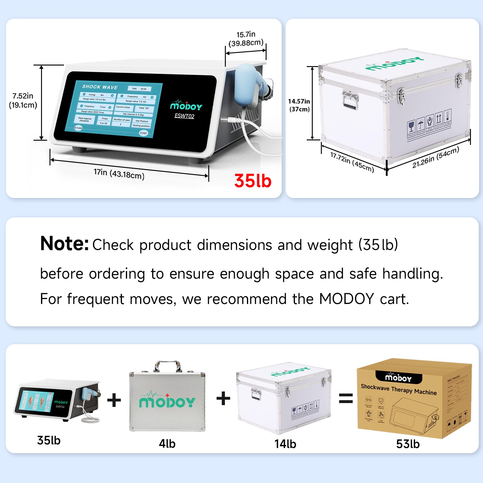 2026 MODOY Shockwave Therapy Machine for Joint/Muscle Pain Relief, FSA/HSA Eligible Shockwave Therapy, Non-Invasive Extracorporeal ESWT Shock Wave Therapy Device, Ideal for Home & Clinical Use(White)