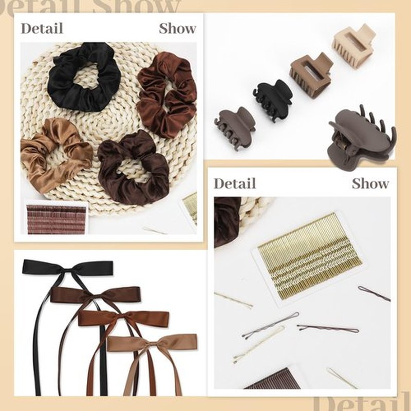 860Pcs Hair Accessories Set for Woman, Bow Hair Clips Hair Scrunchies Bobby Pins Claw Hair Clips Seamless Cotton Ponytail Holders Hair Ties Rubber Elastic Hair Bands with Organizer Box