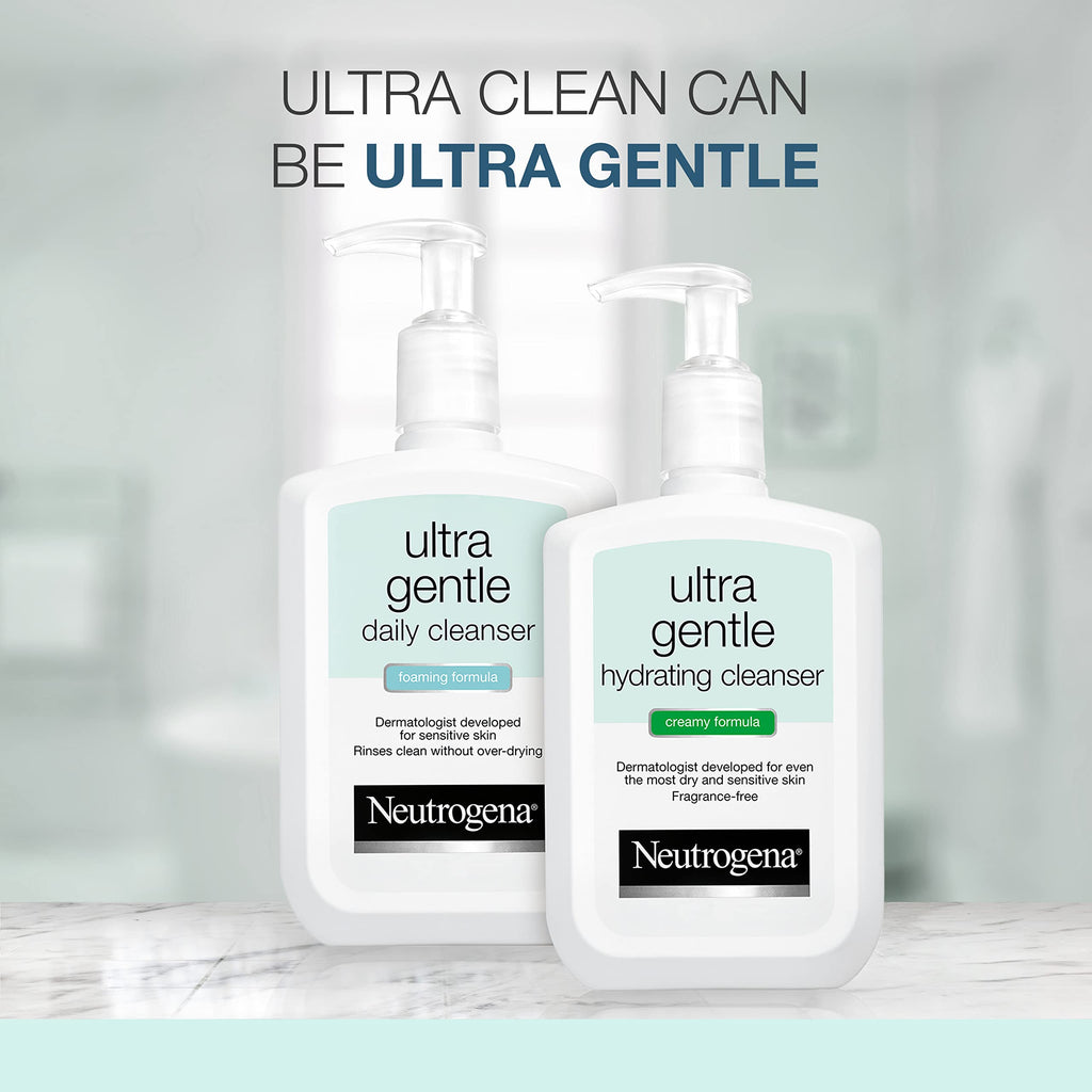 Neutrogena Ultra Gentle Hydrating Facial Cleanser, Non-Foaming Face Wash for Sensitive Skin, Gently Cleanses Face Without Over Drying, Oil, Soap & Fragrance-Free, 12 fl. oz