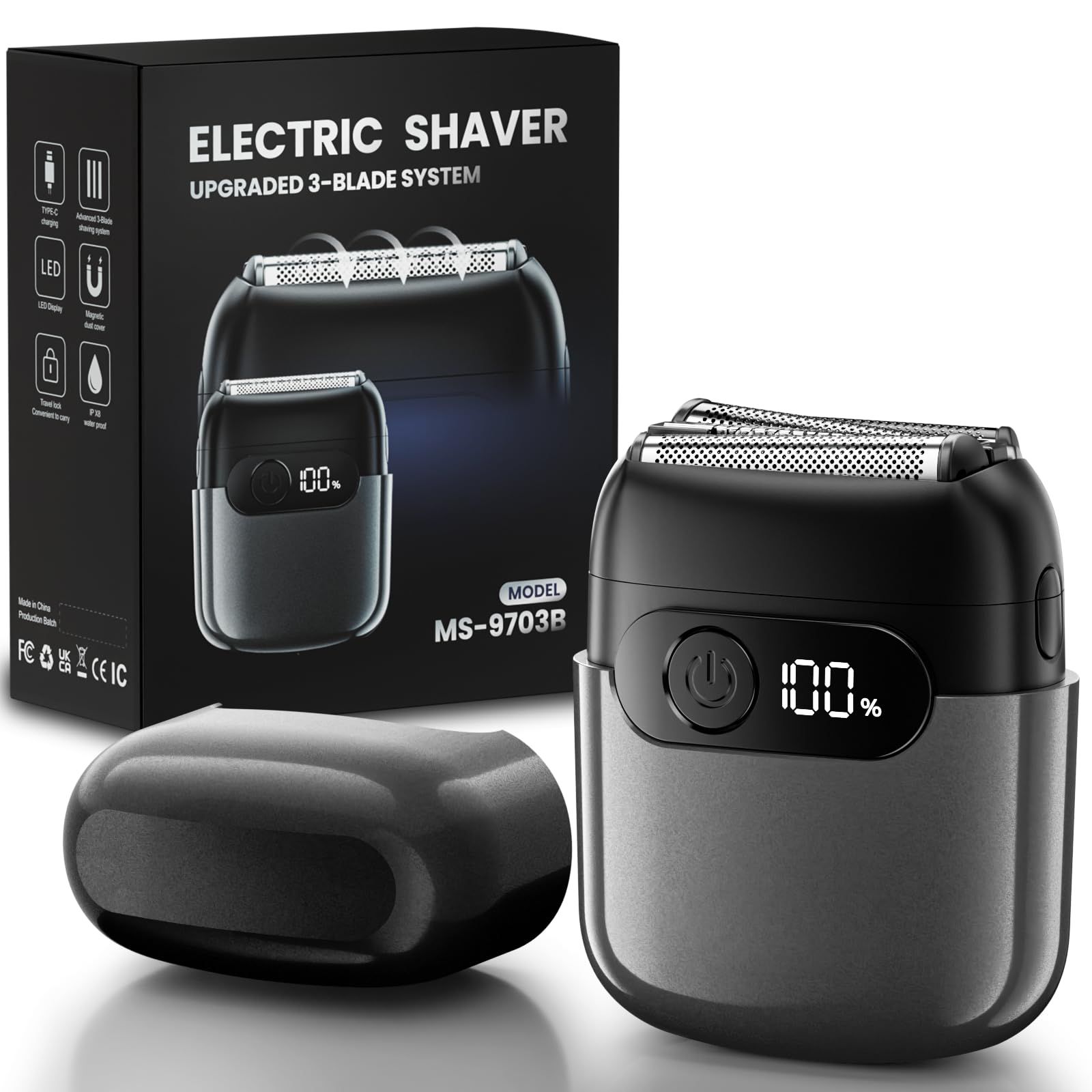 MALEGEBAZ Electric Foil Shaver for Men,Compact 3D Floating Slate Grey