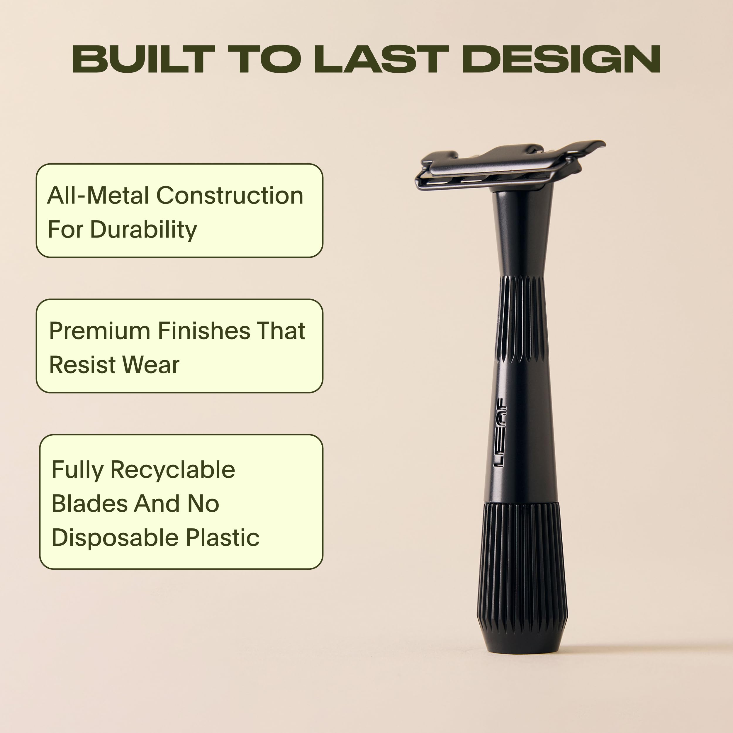 Leaf Thorn Razor by Leaf Shave, All-Metal Single Blade Razor for Men and Women, Fixed Head with Magnetic Load Assist, Includes 5 Stainless Steel Blades - Face Shaving and Coarser Hair - Chrome