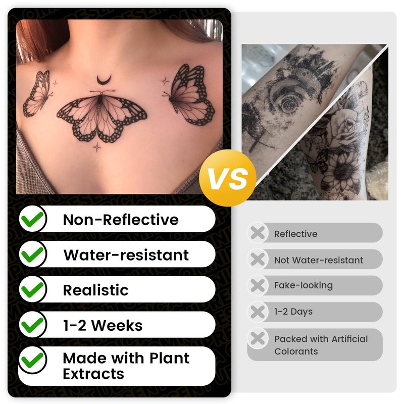 UBICA Semi Permanent Tattoos, 2 Sheets Realistic Temporary Tattoos for Women, Fake Tattoos for Wrist Hand, Waterproof No Reflective, Lasts 2 Weeks (Chicano Lucky Charm & Dark Spider Flower)