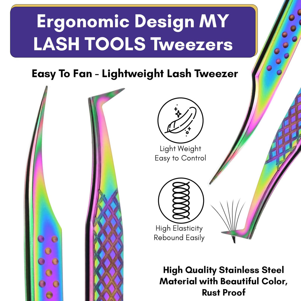 Fiber Tip Lash Tweezer Set – Boot Volume Tweezer & Dolphin Isolation Tweezer, Stainless Steel Eyelash Extension Tools, Non-Slip Grip, Professional Applicator for Classic & Volume Lashes (Multi)