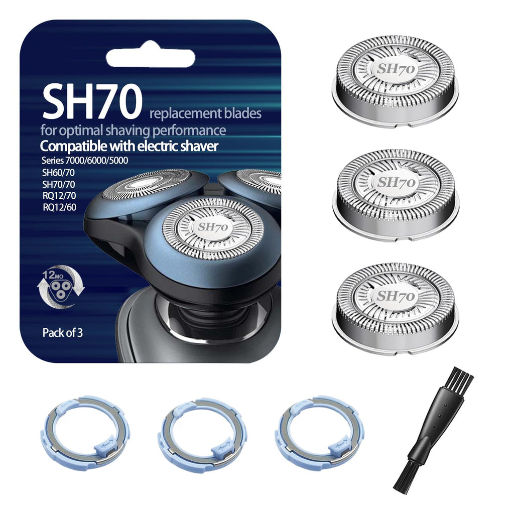 SUPERNB SH71 Replacement Heads for All Series 7000 9000 and Series 5000 Angular, Dual Ring Mesh for Efficient Shave, Fits S5xxx/S6xxx/S7xxx, 3-Pack