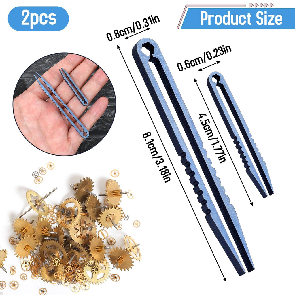 2Pcs Mini Titanium Tweezers, Portable Travel EDC Tweezers