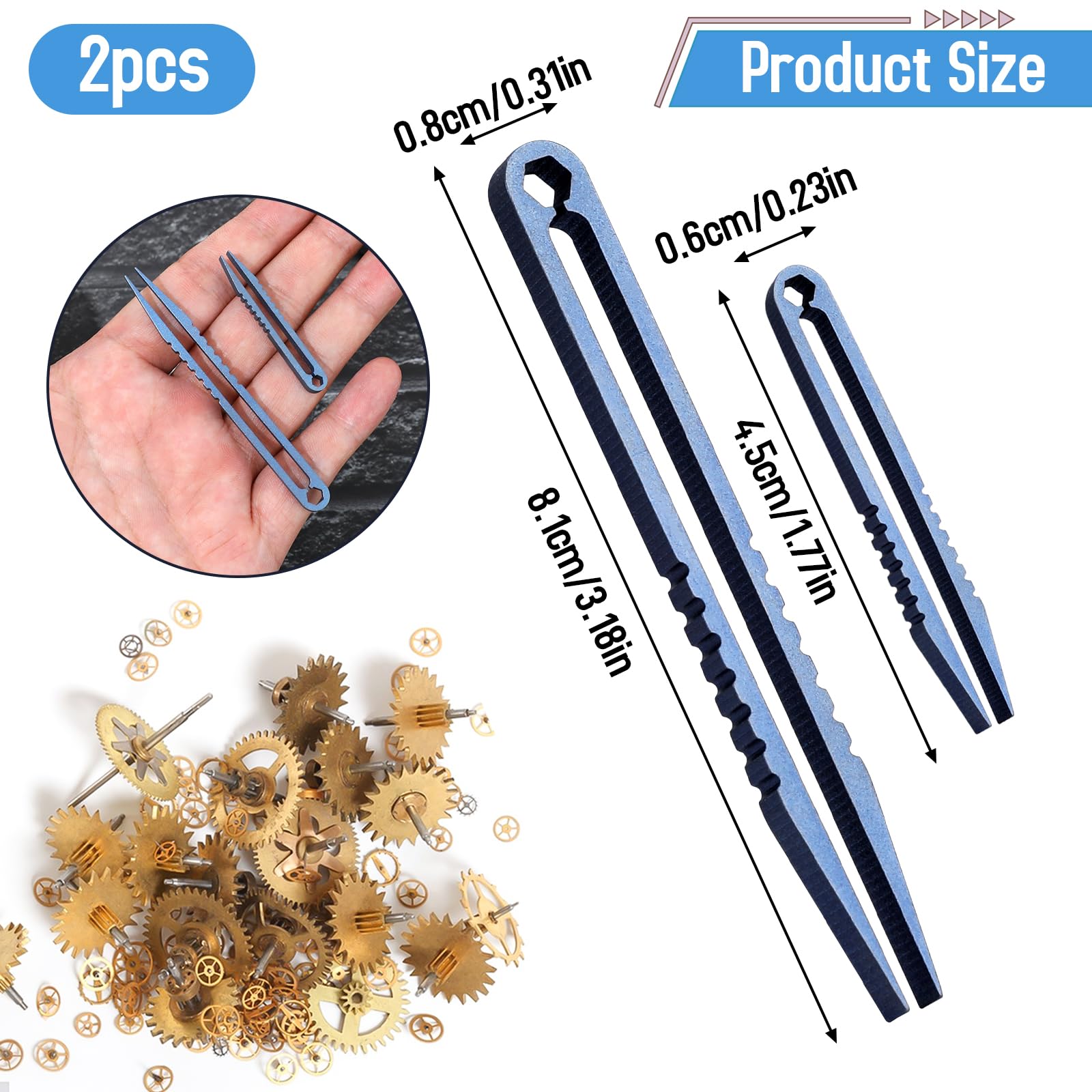 2Pcs Mini Titanium Tweezers, Portable Travel EDC Tweezers