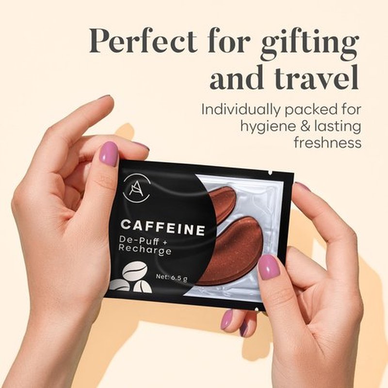 AURAE Caffeine Under Eye Patches (30 Pairs) - For Dark Circles & Puffiness - Hydrating Caffeine Eye Mask