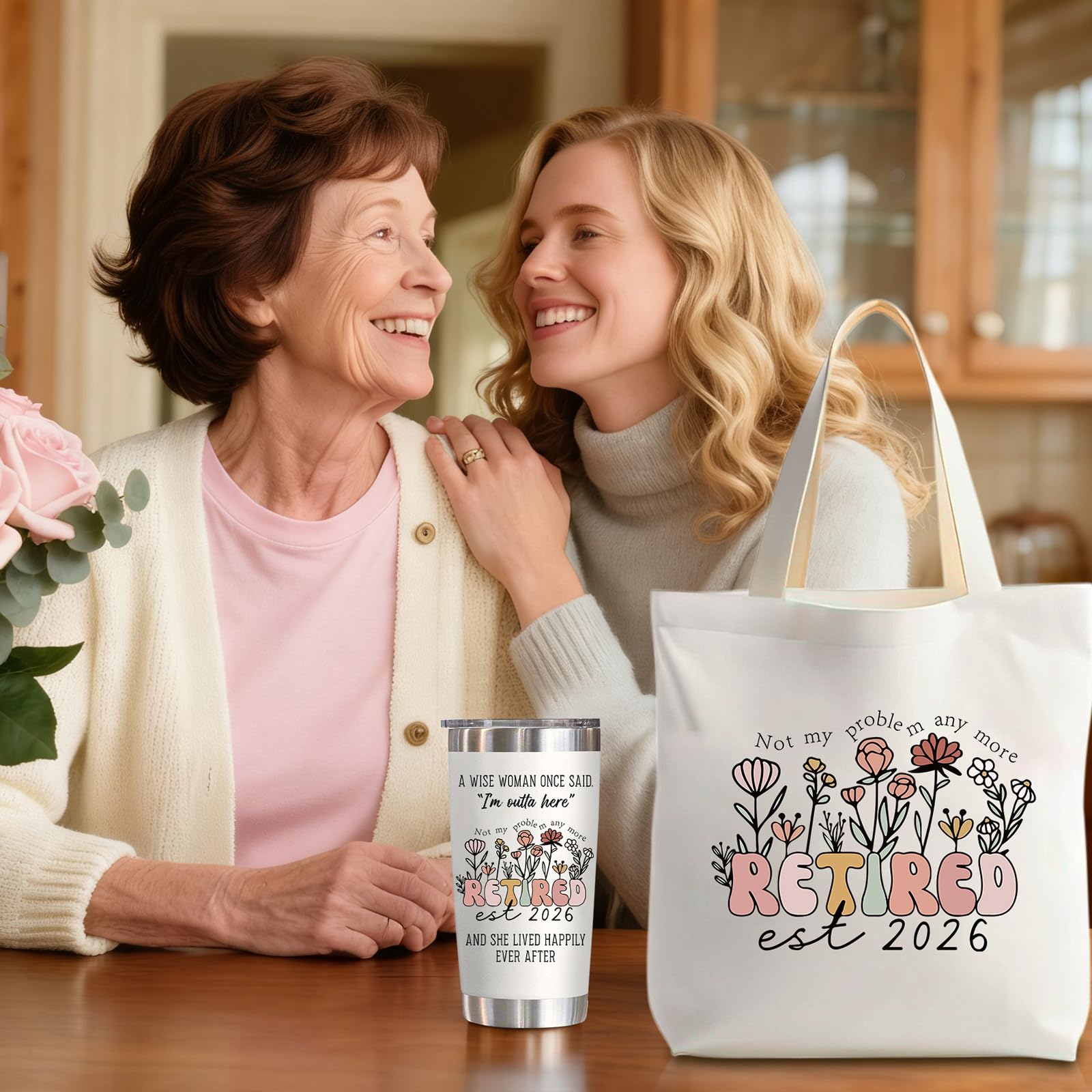 Physkoa EST2026 Retirement Gifts for Women-–Funny Retirement Gift for Retiring Boss/Coworker/Teacher/Nurse/Mom-Includes Insulated Tumbler & Canvas Tote Bag,Perfect for Happy Retirement Celebration